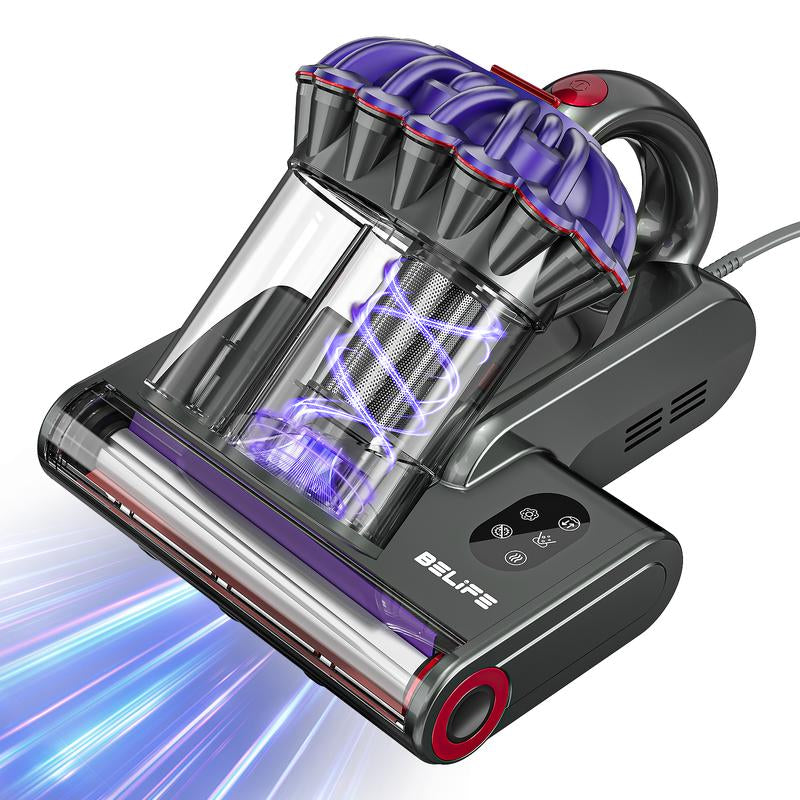 Belife M8 Mattress Vacuum Cleaner, Anti-Allergen Dust Mite Bed Vacuum Cleaner with UV & Hot Air & High Heating, 550W 18Kpa Powerful Suction Double-Cup Handheld Vacuum for Bed, Couch, Sofa, Corded