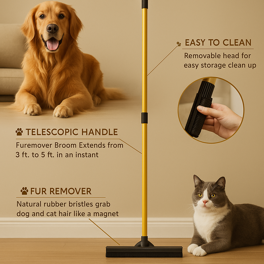 The Revival Broom™Smart Sweep for everyday messes — Pet Hair, Dirt, and Debris Gone in One Swish