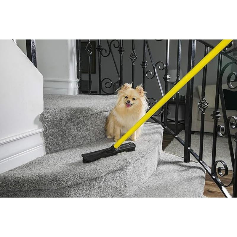 Pet Hair Removal Brush Original Indoor Pet Hair Rubber Broom with Carpet Rake and Squeegee, Black and Yellow Carpet Rake Rubber Broom Reusable Manual
