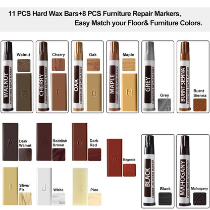 A-HEYIDA Floor & Furniture Repair Kit - Wax Touch up Marker with Heat Pen for Scratches, Stains, Cracks on Vinyl, Wood, Laminate, LVP, Linoleum