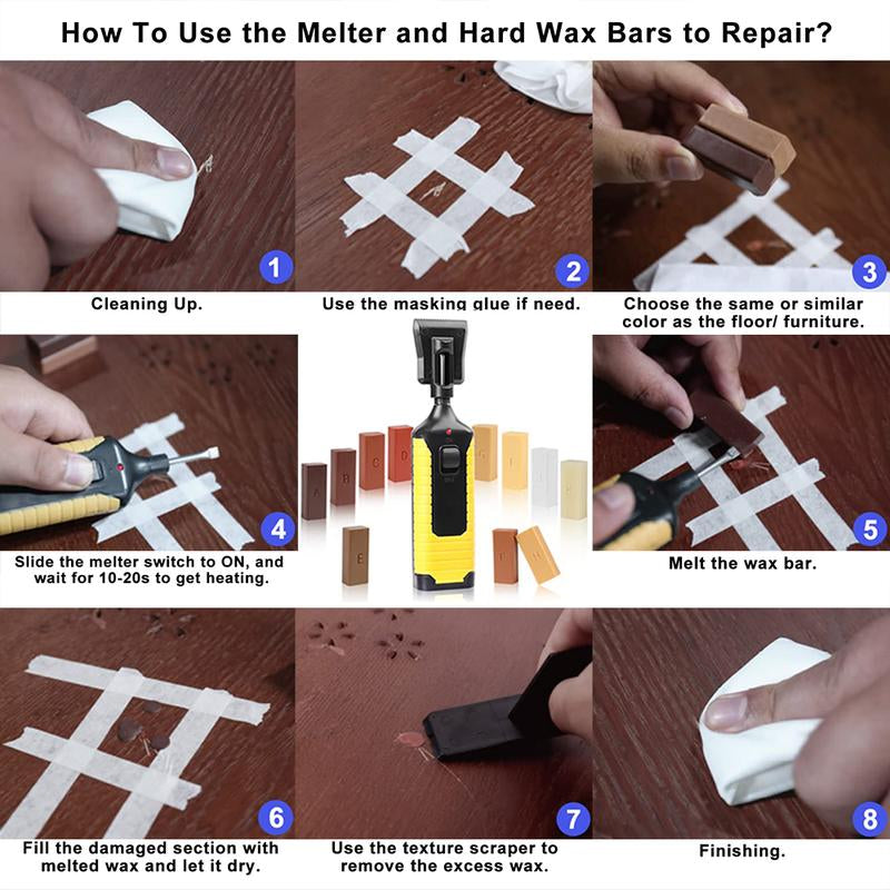 A-HEYIDA Floor & Furniture Repair Kit - Wax Touch up Marker with Heat Pen for Scratches, Stains, Cracks on Vinyl, Wood, Laminate, LVP, Linoleum